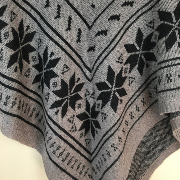 Fair Isle Cowlneck Wool Sweater Cape Poncho sz M - Picture 4 of 7